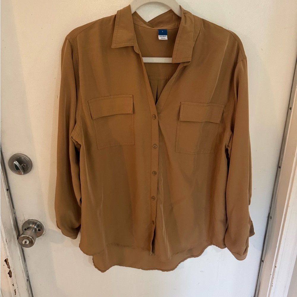 Old Navy Camel Button-Down Shirt